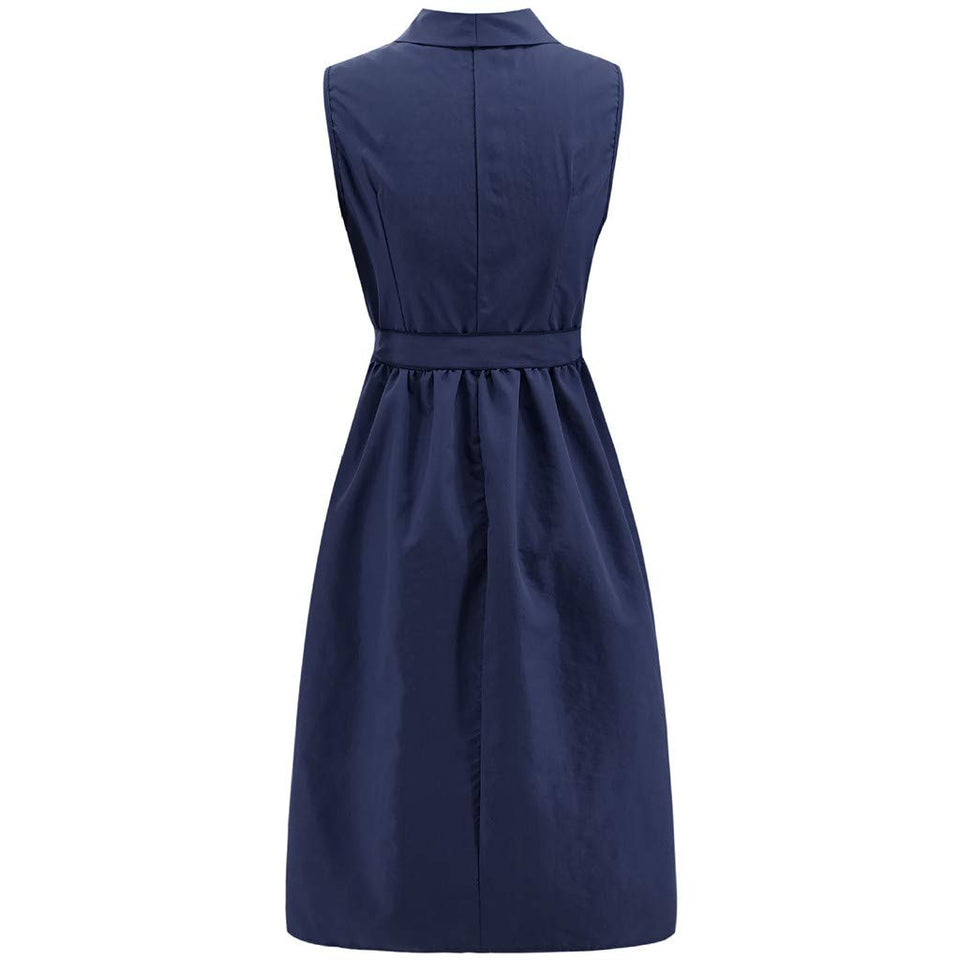 NDGDA Vestido con cinturón para Mujer, Sexy, sin Mangas, con Lazo, para Verano, Playa, Botones