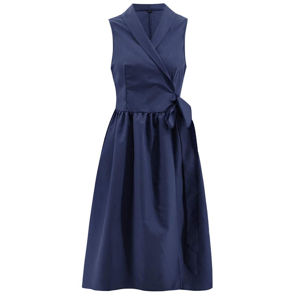 NDGDA Vestido con cinturón para Mujer, Sexy, sin Mangas, con Lazo, para Verano, Playa, Botones