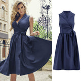 NDGDA Vestido con cinturón para Mujer, Sexy, sin Mangas, con Lazo, para Verano, Playa, Botones