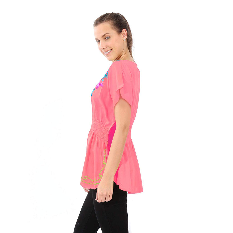 Village Venture Blusa Corre Kaftan Bordada-Primavera/Verano Fresca- Mod 20170K