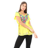 Village Venture Blusa Kaftan Bordado Floral en Escote-Primavera/Verano Mod 20165k
