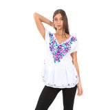 Village Venture Blusa Kaftan Bordado Floral en Escote-Primavera/Verano Mod 20165k