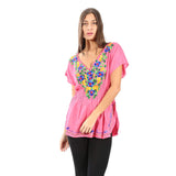 Village Venture Blusa Kaftan Bordado Floral en Escote-Primavera/Verano Mod 20165k