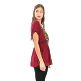 Village Venture Blusa Kaftan Bordado Floral en Escote-Primavera/Verano Mod 20165k