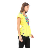Village Venture Blusa Kaftan Bordado Floral en Escote-Primavera/Verano Mod 20165k