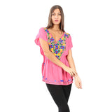 Village Venture Blusa Kaftan Bordado Floral en Escote-Primavera/Verano Mod 20165k