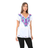 Village Venture Blusa Kaftan Bordado Floral en Escote-Primavera/Verano Mod 20165k