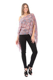 Village Venture Poncho Estampado de Tela Semi Translucida con Botones Unitalla-Mod 2780