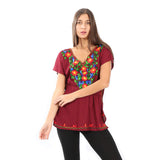 Village Venture Blusa Kaftan Bordado Floral en Escote-Primavera/Verano Mod 20165k