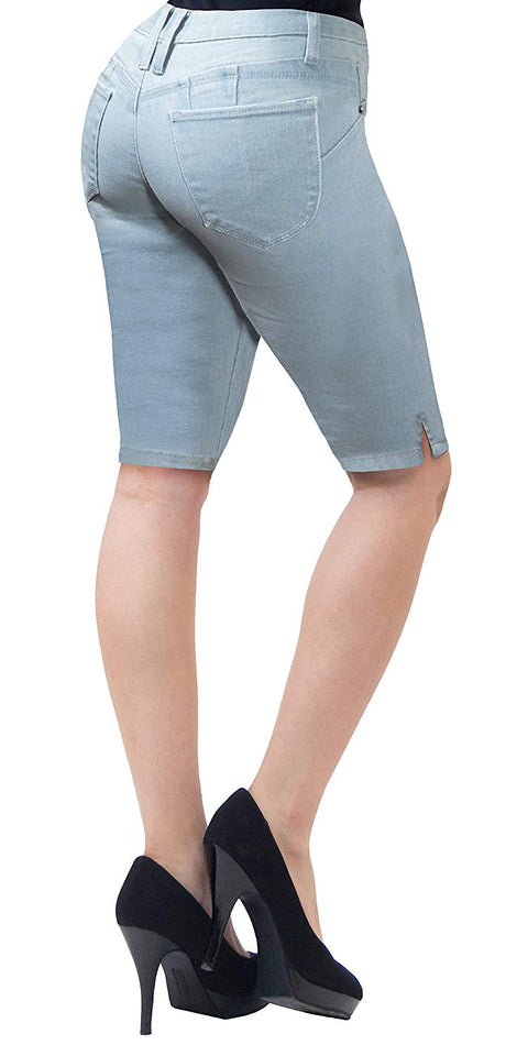 HyBrid & Company Womens Perfectly Shaping Butt Lift Stretch Bermuda Shorts
