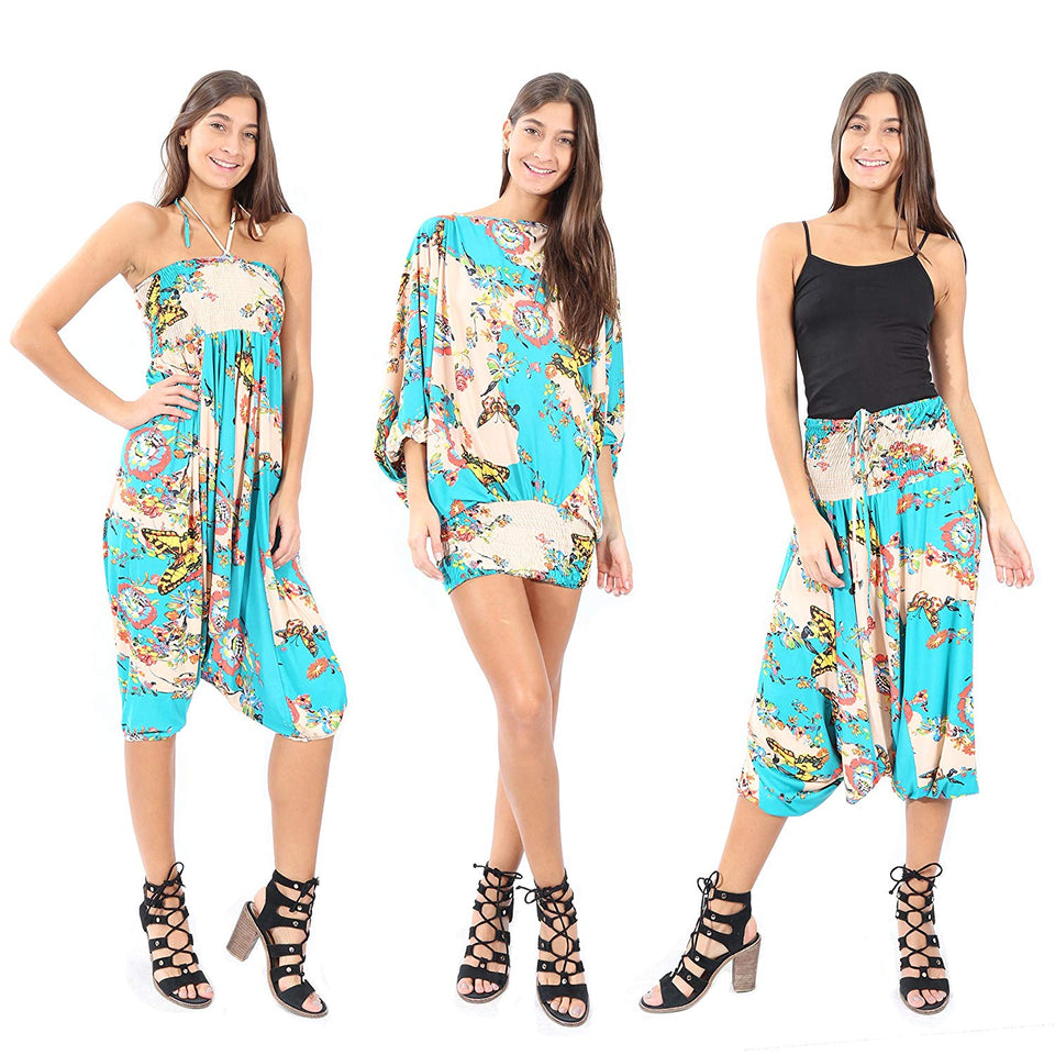 Village Venture 3 en 1 Estampado de Flores con Mariposas (Jumper, Blusa y Pantalón Unitalla -Mod 2925
